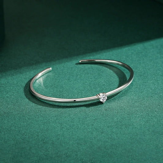 100% Real 925 Sterling Silver Round Clear Ten Heart CZ Open Bracelet For Women Fine Jewelry Charm Adjustable Bangle Gifts