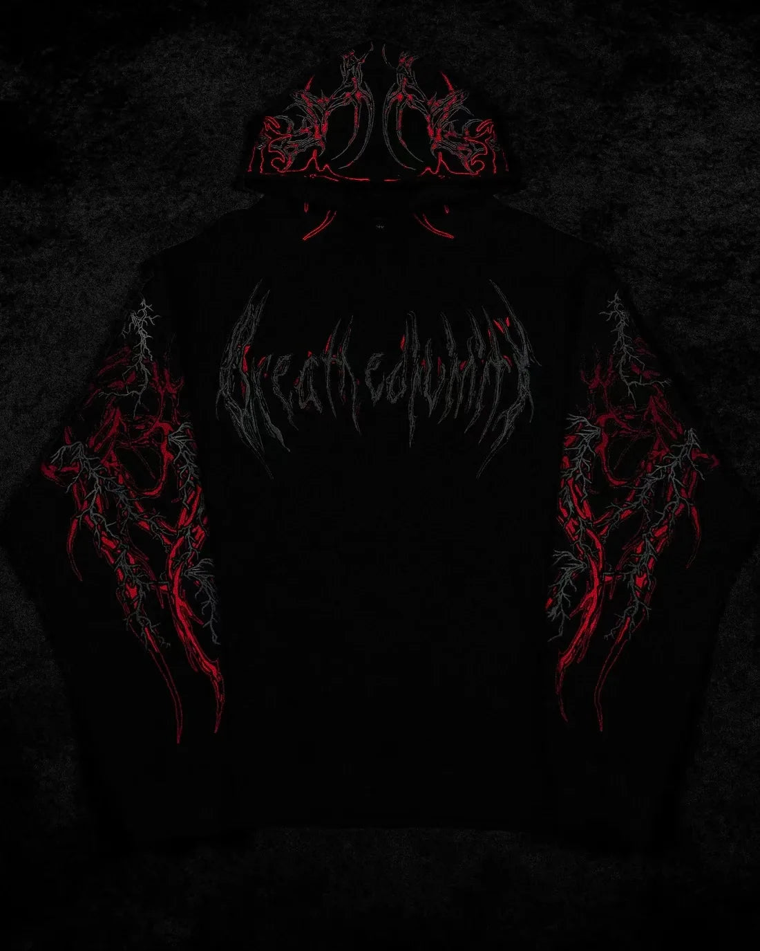 2025New American Style Men's Hooded Sweatshirt Trendy Brand Dark Style Sports Fitness High Street Autumn Winter Men's Sweatshirt
