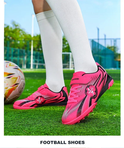 Kids Football Shoes Turf Soccer Cleats Non Slip Lightweight Training Sneakers Indoor Outdoor Futsal Boots Breathable Boys Girls