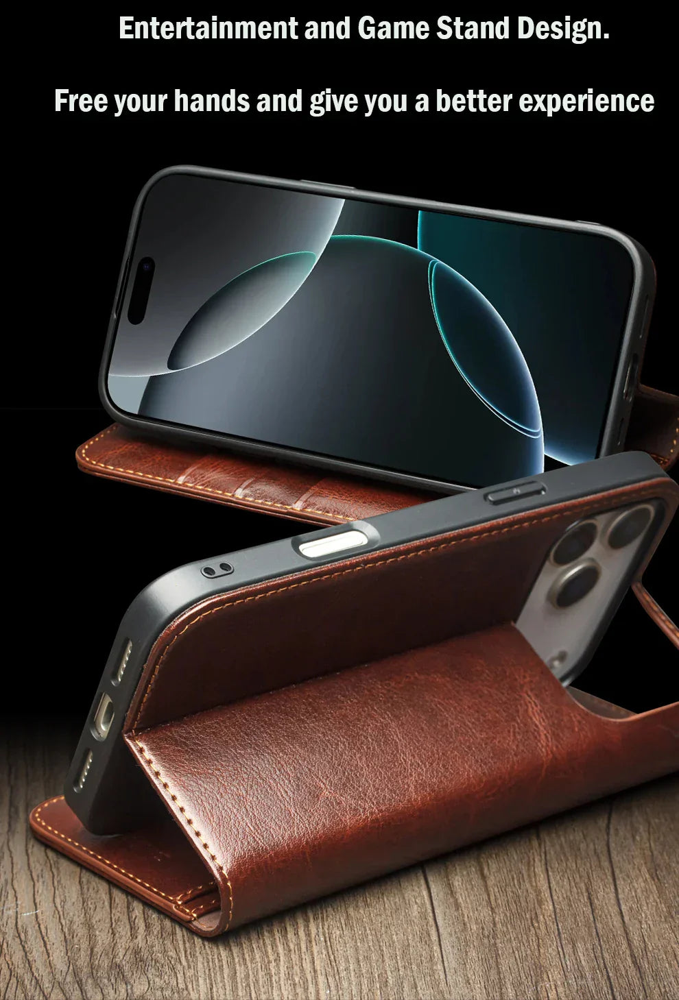 Case for iPhone 17 Pro Max Luxury Ultra Slim Handmade Genuine Leather Wallet Card Slot Flip Cover for iPhone 17 Pro/Air
