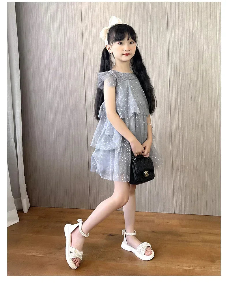 Children's Sandals Summer Girls Princess Causal Bowtie Roman Sandals Fashion Sweet Kid Party Non-slip Open-toe Sandals Hook Loop