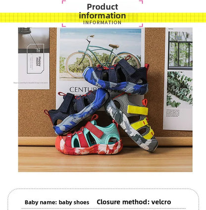 Baby Camouflage Sandals Boys Anti-kick Anti-slip Sport Sandals Girls Breathable Mesh Sandals