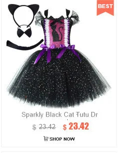 Super Kitty Costumes for Girls Super Cat Tutu Dress for Kids Christmas Halloween Outfits Children Animal Clothes with Eyes Patch
