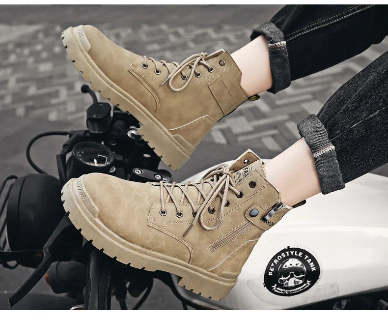 Men's high top casual boots four seasons new outdoor anti slip comfort workwear boots fashion versatile trendy boots men's shoes