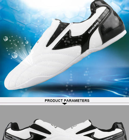 White Breathable Taekwondo Shoes Karate Kung Fu Wrestling Martial Arts Shoes Adults Child Non-slip Soft Oxford Soles Sneakers