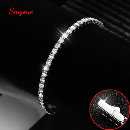 18k Plated 2-5mm Real Moissanite Tennis Bracelet for Women Spring Clasp S925 Sterling Silver Jewelry Men's Bracelet