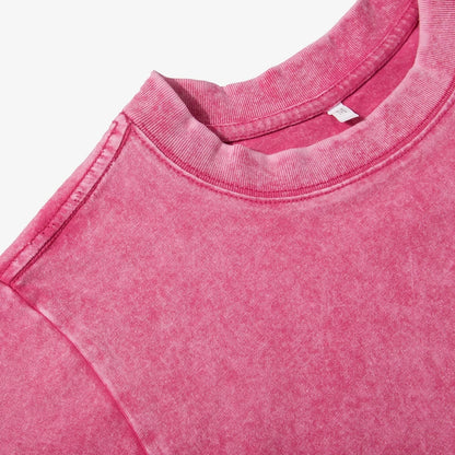 Solid Slim Washed T-Shirt Female Fashion Soft Cotton Streetwear Casual Sport Short Sleeve Cool Retro Crop Clothing For Women