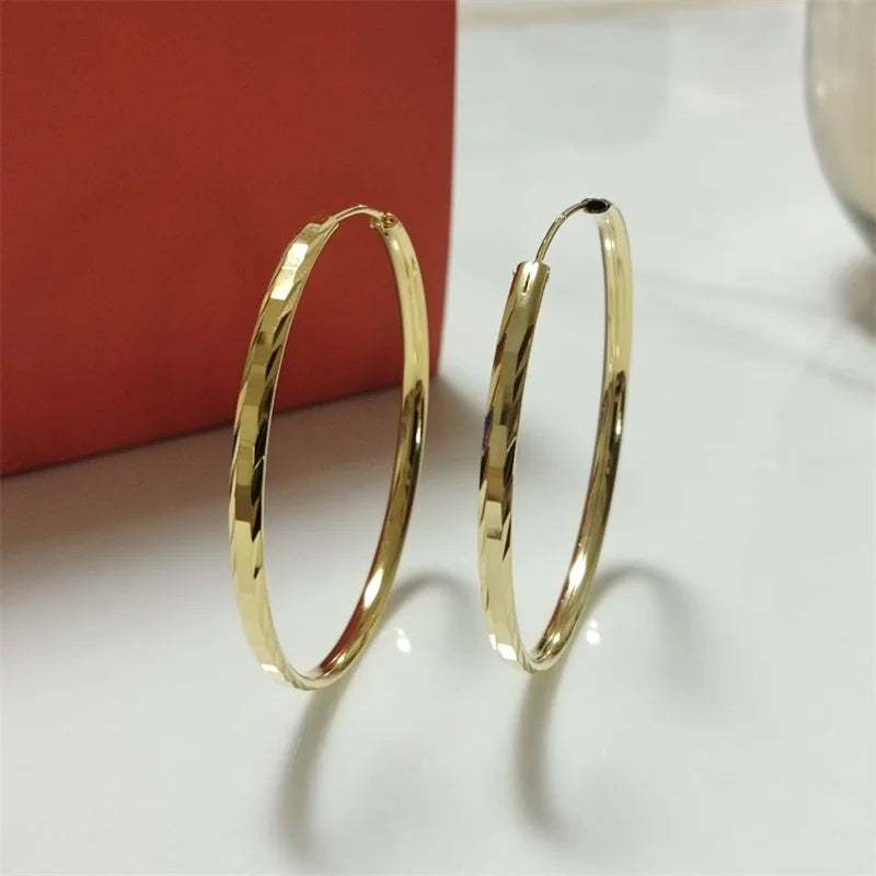 Senlissi - New Fashion 18K Gold Plated Hoop Earrings For Women 925 Sterling Silver Earring Cерьги Kольца Jewelry Girlfriend Gift