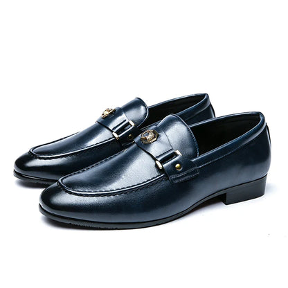 Novos Mocassins Pretos Masculinos Slip-On Bico Redondo Sapatos Sociais Masculinos Frete Grátis Sapatos de Casamento para Homens Tamanhos 38-47