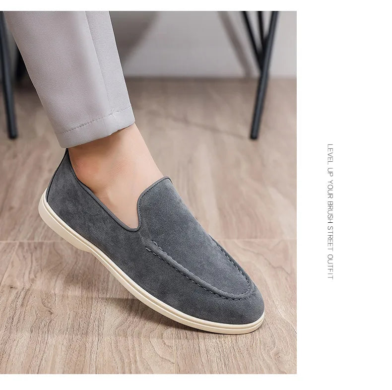 Men's Suede Leather Comfort Loafers, Flat Casual Slip-on Shoes, Fashion Suede Flats, Classic Round Toe Soft Leather Loafers 2026