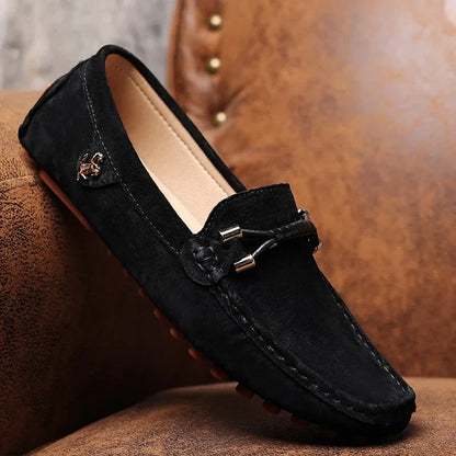 Loafers Men Casual Fashion Suede Men Shoes Lightweight Soft Genuine Leather Moccasins Slip on Driving Shoes for Men Size 48