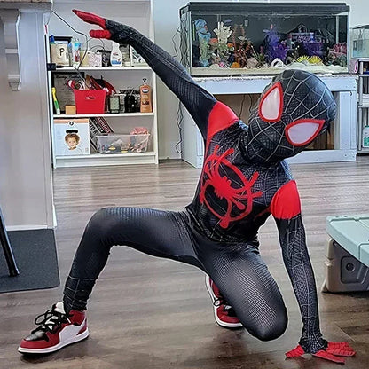 2026 For Kids Hot Toys Anime Spiderman Costume Mask Cosplay Spider Man Miles Morales Jumpsuit Bodysuit Halloween Costumes