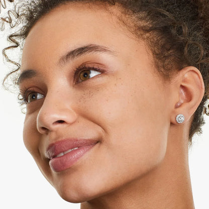 Gold Plated Halo CZ Stud Earrings 925 Sterling Silver Hypoallergenic Classic Elegant Heart Earrings Jewellry BSE894