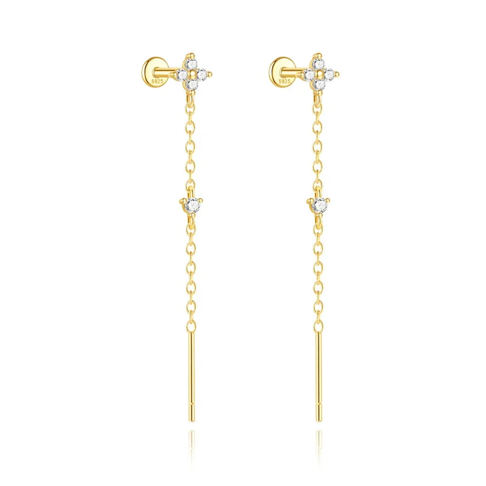 925 Sterling Silver Long Chain Tassel Baroque Irregular Pearl Dangle Earrings for Women C Shape Earrings Jewelry Pendientes