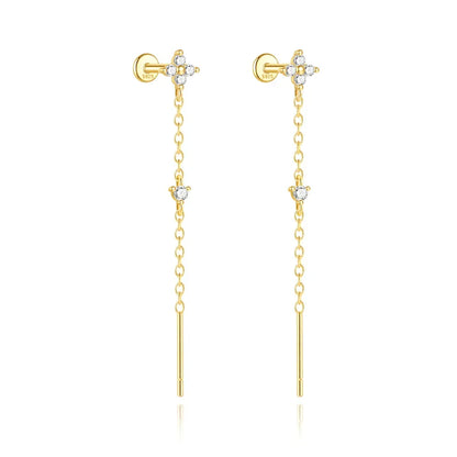 925 Sterling Silver Long Chain Tassel Baroque Irregular Pearl Dangle Earrings for Women C Shape Earrings Jewelry Pendientes