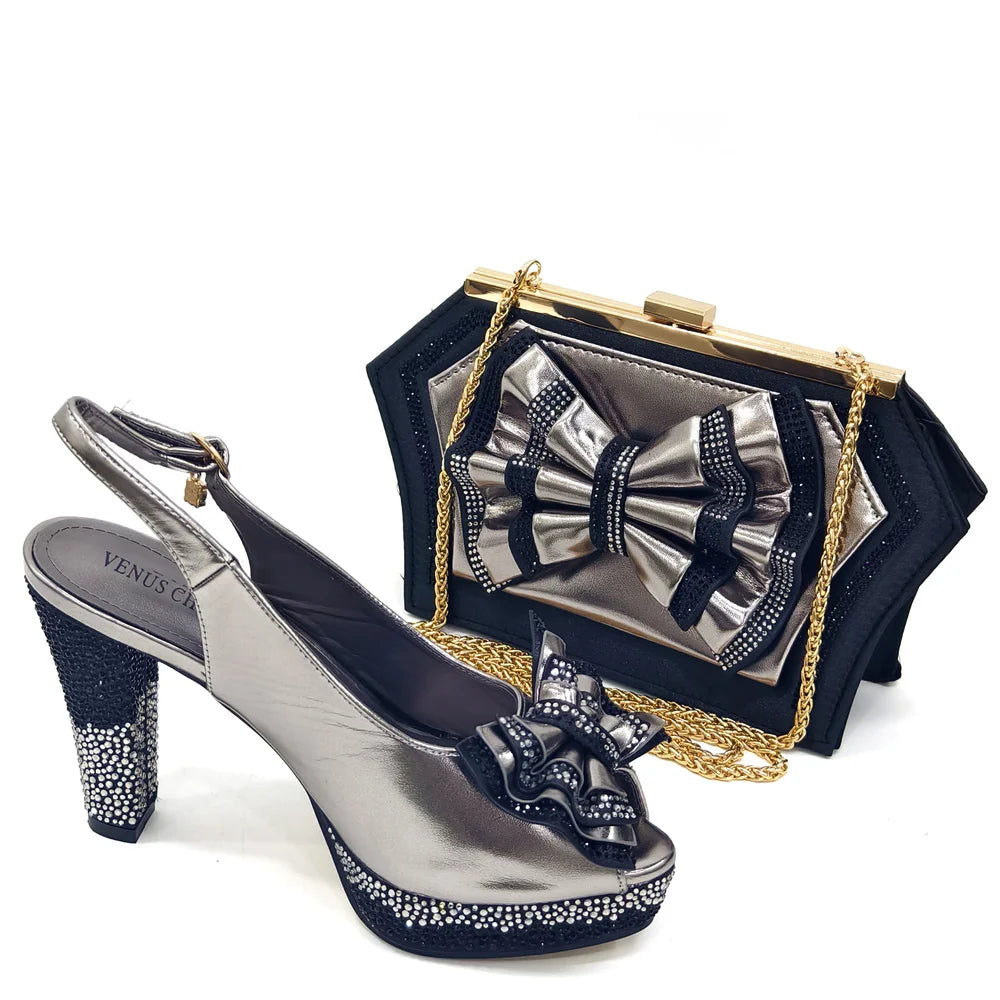 Italian Design Fashion Style Ladies Shoes With Matching Bag Set 2024 Nigerian Shoes and Bag Set in Wine Color