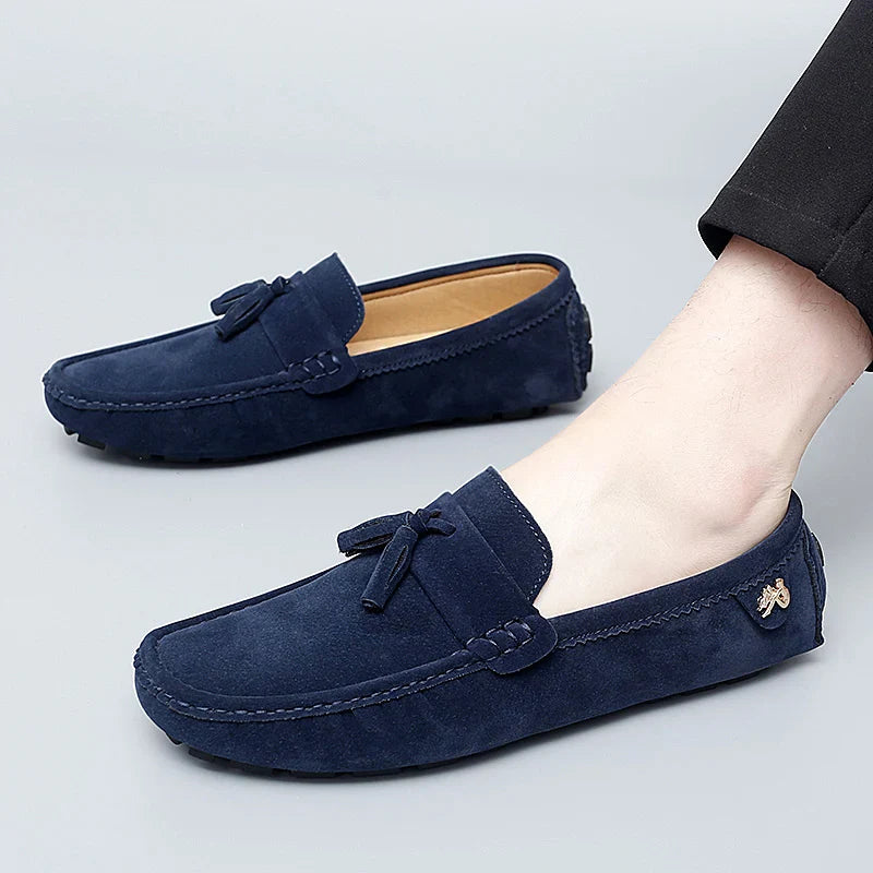 2025 New Beanie Shoes Men's Tassel Frosted Soft Sole Korean Style Easiest for Match Fashion Casual Shoes British Lazy Driving Trbottomy Shoes