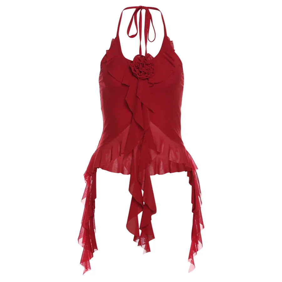 Hip-hop Summer New Sweet Gentle Cute All-match Fashionable Cool High Street Cool Sexy Women's Thin Backless Halter Vest