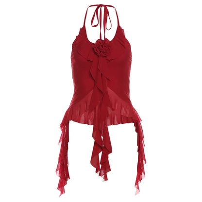 Hip-hop Summer New Sweet Gentle Cute All-match Fashionable Cool High Street Cool Sexy Women's Thin Backless Halter Vest