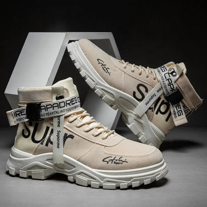 Cloth Men Boots High Top Ankle Boots British Style Men Casual Shoes Outdoor Breathable Walking Sneakers Comfortable Work Boots