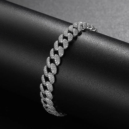Full 1.1mm D Color Moissanite Cuban Bracelet For Man Women 925 Silver Pass Diamond Test 9.3mm Wide Link Chain Bracelets