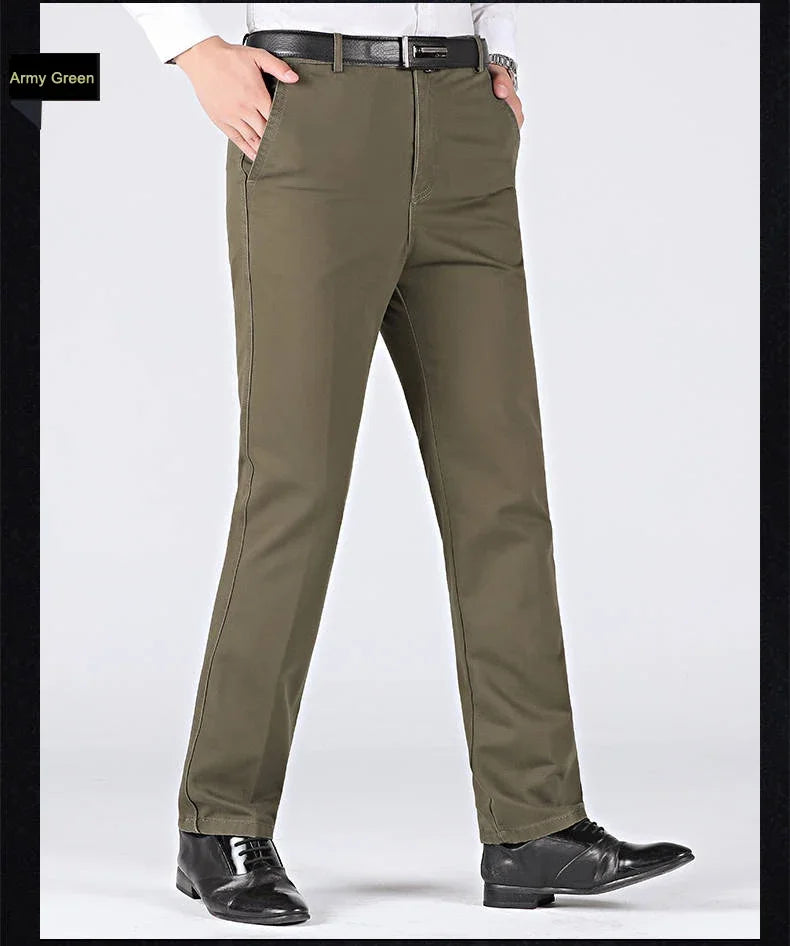 New Arrival 100% Cotton Summer Spring Men's Casual Pants Fashion Solid Black Beige Gentle Thicken Trousers Brand Smart Suit Pant