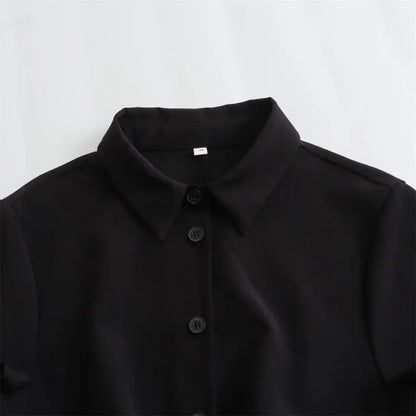 sunmer New Product Women's Fashion Casual Polo Collar Short sleeved Shirt Style Mini Dress
