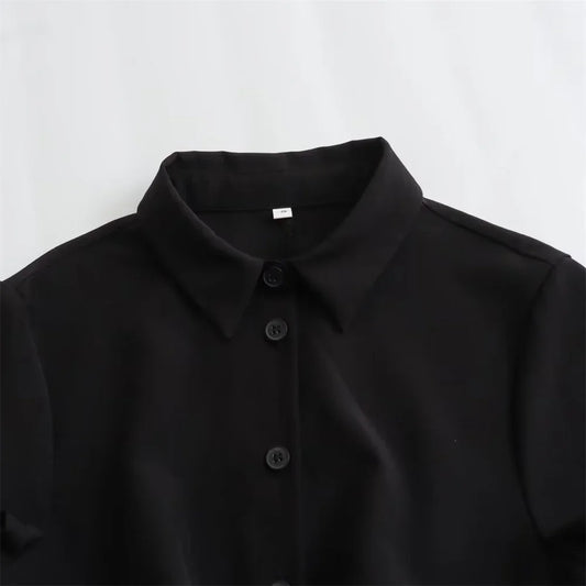 sunmer New Product Women's Fashion Casual Polo Collar Short sleeved Shirt Style Mini Dress