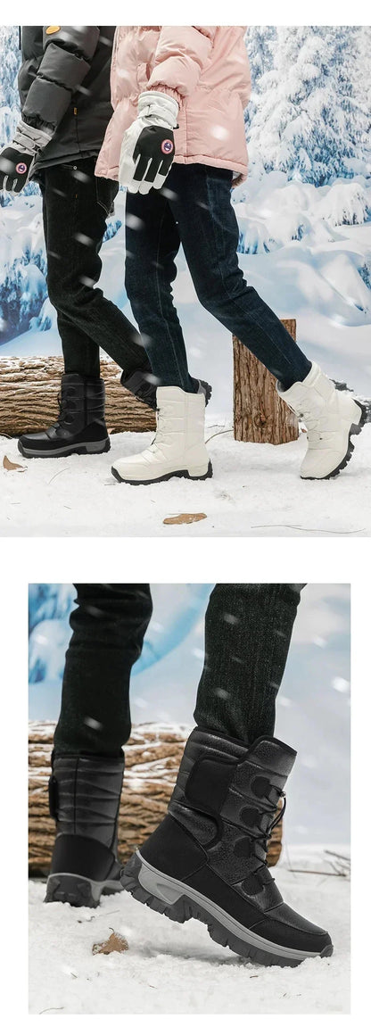 New Winter Men's Shoes Warm Plush Men's Boots High Top Couple Snow Boots Winter Outdoor Anti-Slip Ankle Boots Work Casual Boots