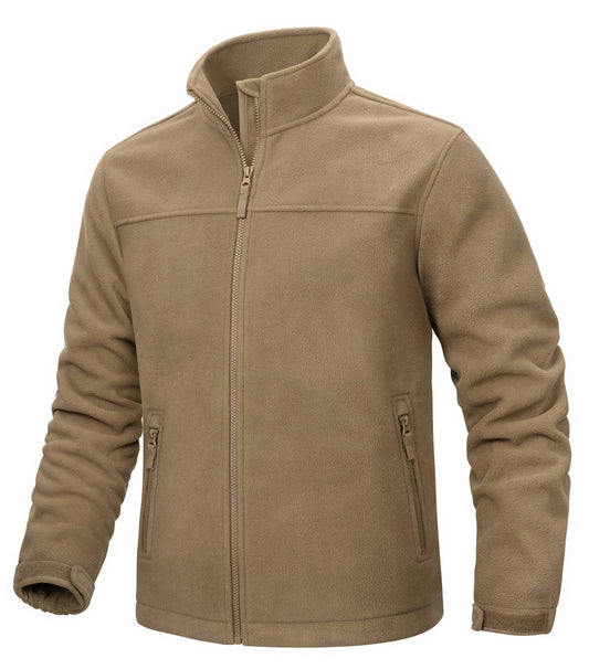 Winter Fleece Jackets Mens Full Zip Stand Up Work Jacket Coats Zipper Pockets Hiking Jacket Outdoor Windbreaker