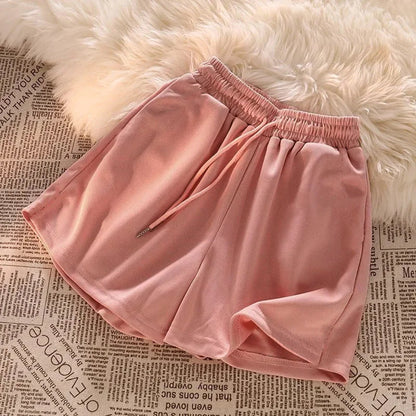Casual shorts, wide-legged home shorts, women's summer and Korean version of loose thin high-waisted casual cool sweatpants