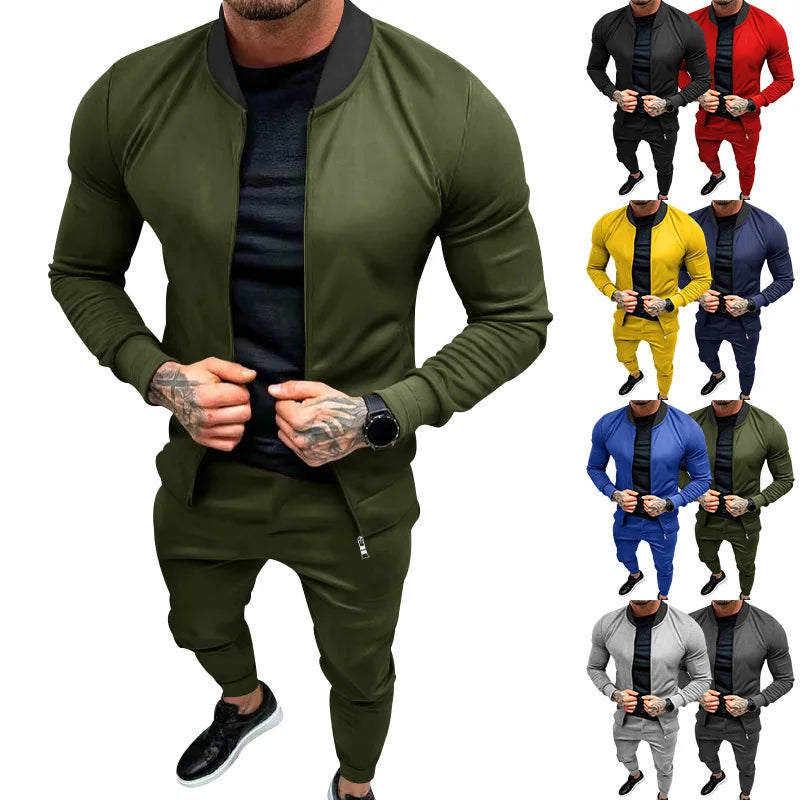 2025 Men's Fitness Sports Style Outdoor Casual Zipper Set In Stock
