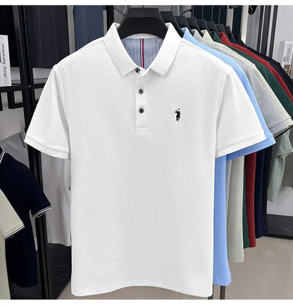 High end brand 100% cotton short sleeve polo shirt men luxur pony embroidery comfort breathable fashion T-shirt summer new top