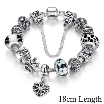 Queen Jewelry Charms Bracelet & Bangles With Queen Crown Beads Bracelet for Women PA1823