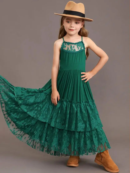 Summer Girls Lace Dresses Kids Flower Girl Wedding Princess Party Dress Vestidos Costume Children Clothing For 4-14Years