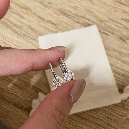 6.5mm 2CTTW Moissanite Wedding Hoop Earrings for Women Charm Lab Diamond Earring Fine Jewelry 100% S925 Sterling Silver