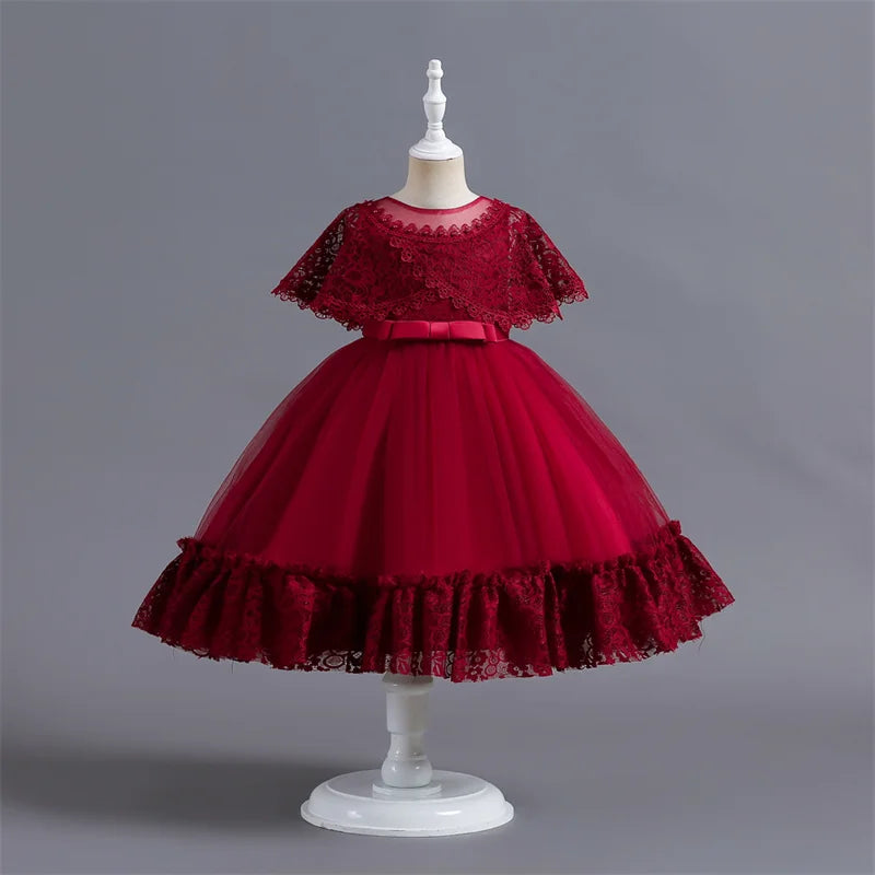 Vestido de Festa Infantil Rosa, Modelo Princesa com Saia Rodada em Tule, para Meninas de 3 a 12 Anos – Ideal para Aniversário, Natal e Cerimônias.