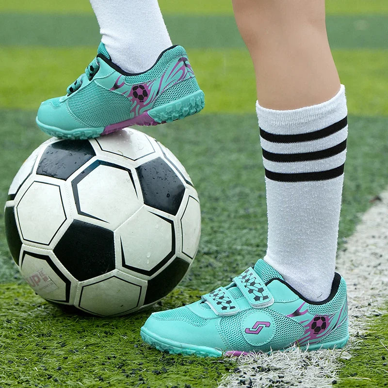 Kids Athletic Soccer Shoes Turf Football Sneakers Outdoor Firm Ground Soccer Shoes Child Anti-slip Football Sports Shoes