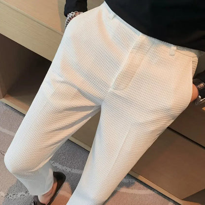 Spring Summer Men's Smart Casual Suit Pants Fashion Slim Fit Solid Color Youthful Vitality Suit Trousers Men Korean Dress Pants