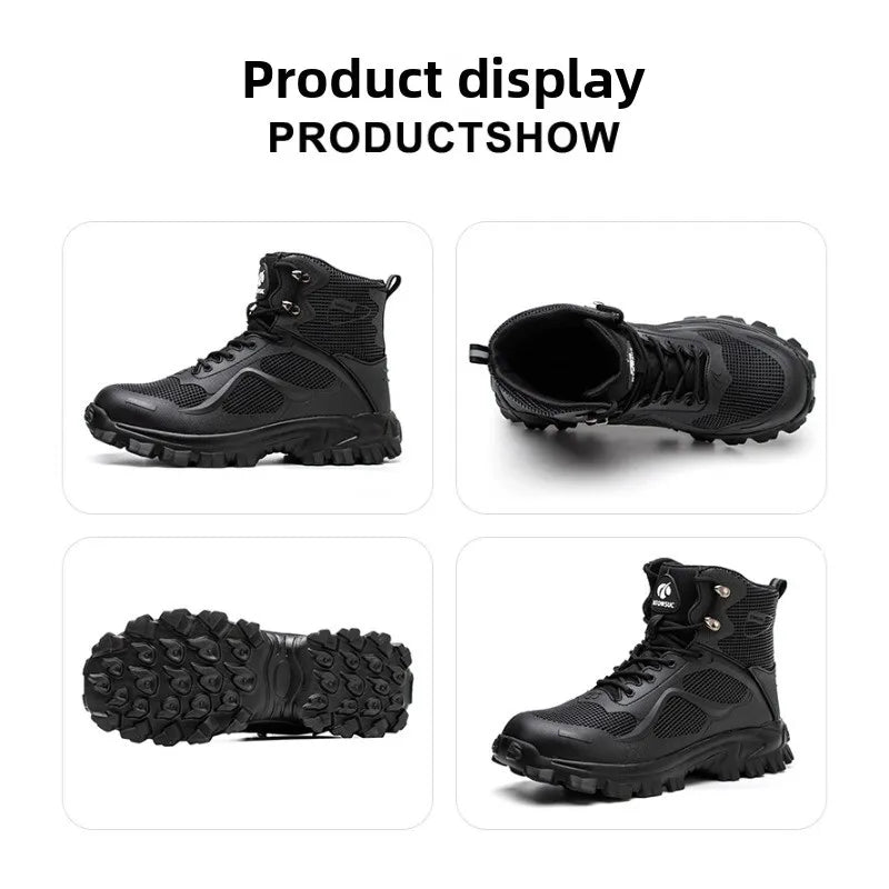 High Top Safety Shoes with Steel Toe Caps Anti-Smashing & Anti-Piercing Wear-Resistant Anti-Slip Labor Protection Footwear