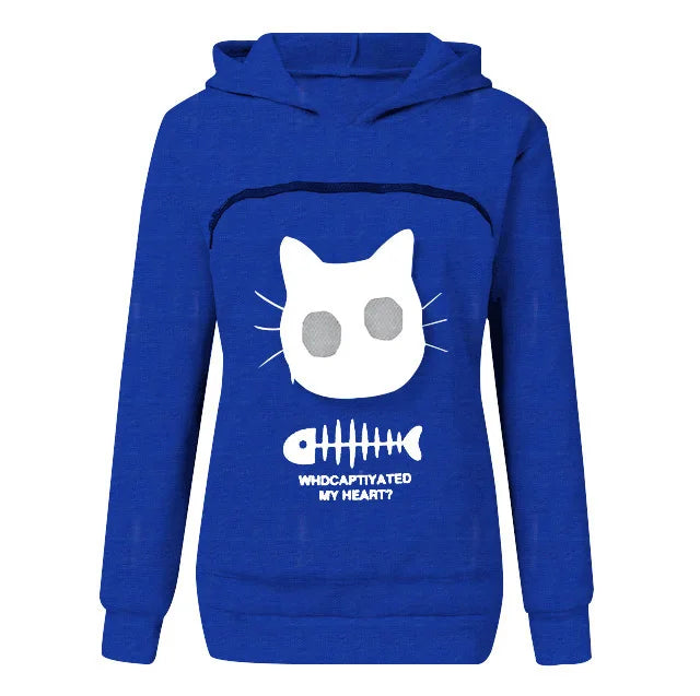 S-3XL Gatos Amantes de Moletom Canguru Cães Pet Pata Dropshipping Pulôveres Bolsa Carinho Peixe Bolso Canguru