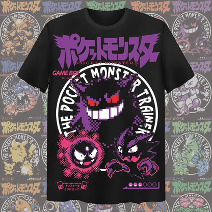 Gengar pixel style Graphic Unisex Tshirt，high quality 100%cotton O-neck Y2k Harajuku 2026 summer Men fashion Shirt