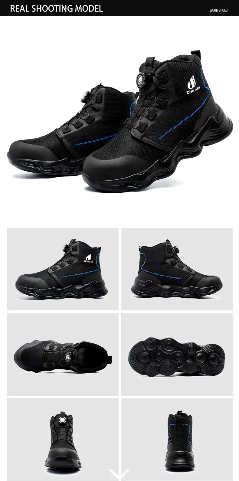 Men Safety Shoes Steel Toe Boots High Top Work Shoes Wear-resisting Slip Resistant Work Shoes Indestructible Breathable Sneakers