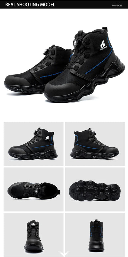 Men Safety Shoes Steel Toe Boots High Top Work Shoes Wear-resisting Slip Resistant Work Shoes Indestructible Breathable Sneakers
