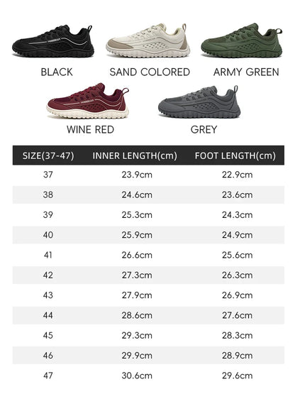 Unisex Wide Toe Sneakers Outdoor Travel Breathable Shoes Comfortable Lace Up Walking Sneakers