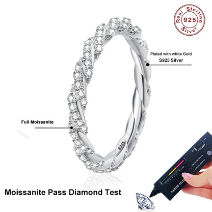 Full D Color Moissanite Wedding Band Ring 925 Sterling Silver Sparkling Eternity Band Engagement Bride Rings For Women