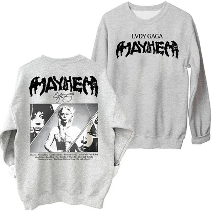 Lady Gaga MAYHEM 2025 Sweatshirt Oversized Harajuku Round Neck Long Sleeve Sweatshirts Music Tour Fans