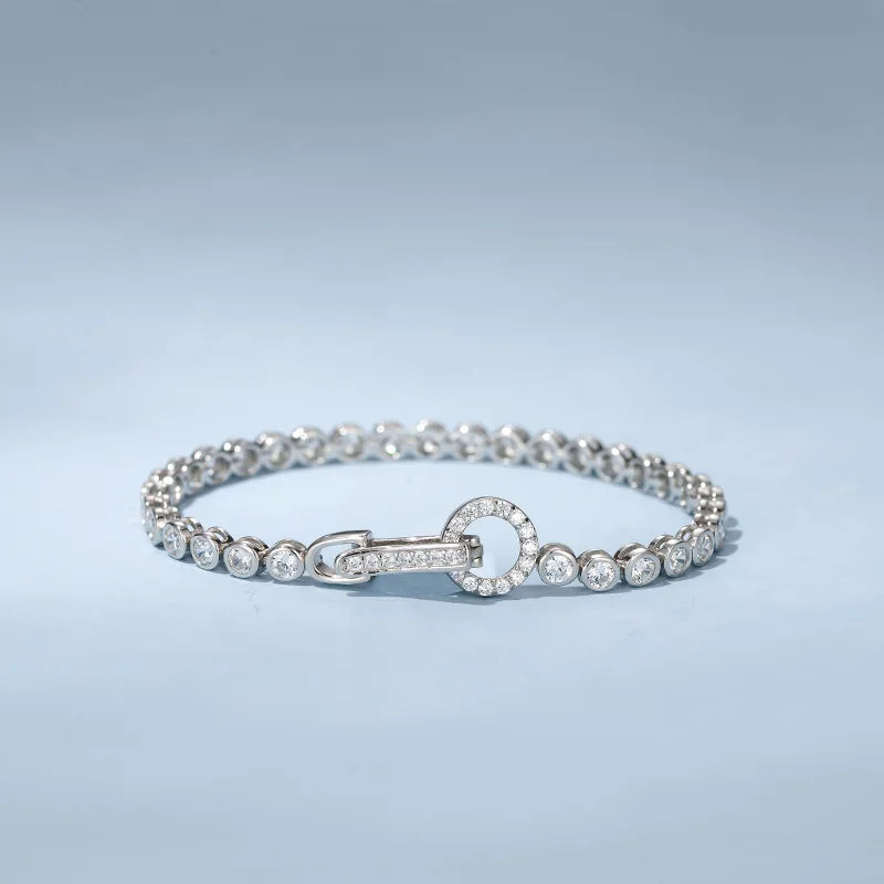 Full 3mm High Carbon Diamond Bracelet S925 Sterling Silver Sparkling Bracelet for Women Engagement Wedding Fine Jewelry