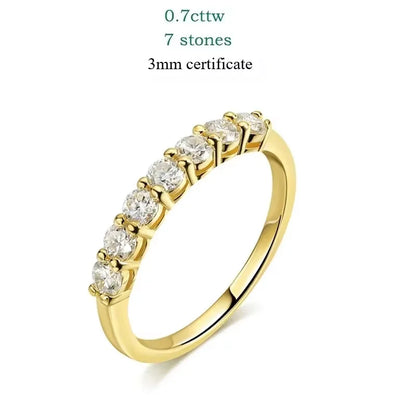 0.7CT 3mm Gemstone Moissanite Rings for Women S925 Silver Matching Wedding Diamonds Band Stackable Ring White Gold Gift