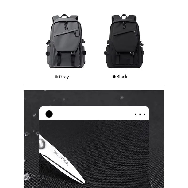 One 15 Inch Polyester Waterproof Solid Color Simple Men's Backpack Fashion Couple Student Computer Backpack